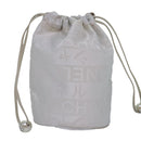 CHANEL Purse Pouch Canvas White CC Auth bs17327-1