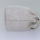 CHANEL Purse Pouch Canvas White CC Auth bs17327-4