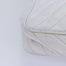 CHANEL Mademoiselle Chain Shoulder Bag Caviar Skin White Gold CC Auth bs17332-10