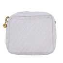 CHANEL Mademoiselle Chain Shoulder Bag Caviar Skin White Gold CC Auth bs17332-2