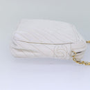 CHANEL Mademoiselle Chain Shoulder Bag Caviar Skin White Gold CC Auth bs17332-5