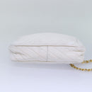 CHANEL Mademoiselle Chain Shoulder Bag Caviar Skin White Gold CC Auth bs17332-9