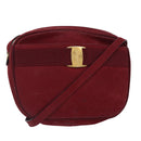 Salvatore Ferragamo Shoulder Bag Suede Red Gold Auth bs17335-1