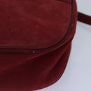 Salvatore Ferragamo Shoulder Bag Suede Red Gold Auth bs17335-15