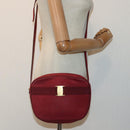 Salvatore Ferragamo Shoulder Bag Suede Red Gold Auth bs17335-22