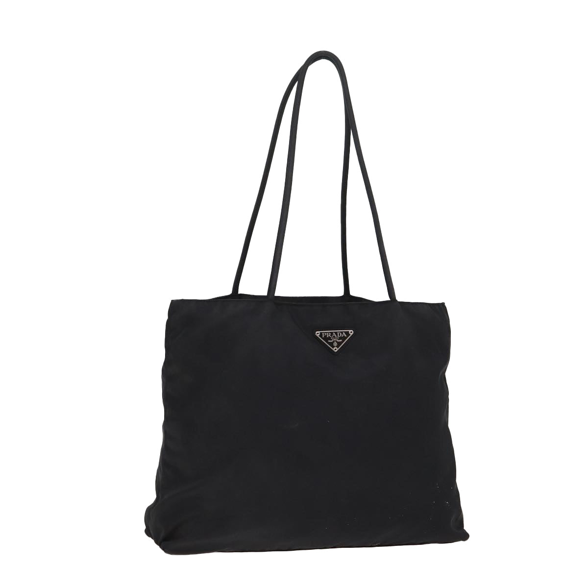 PRADA Tote Bag Nylon Black Silver Auth bs17338