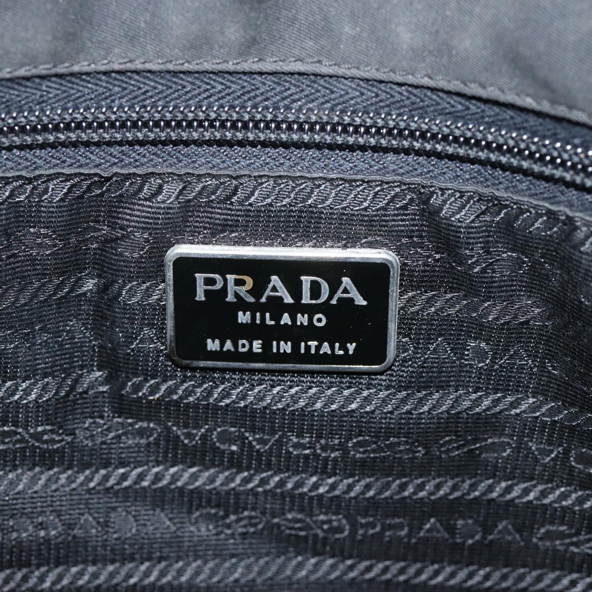 PRADA Tote Bag Nylon Black Silver Auth bs17338