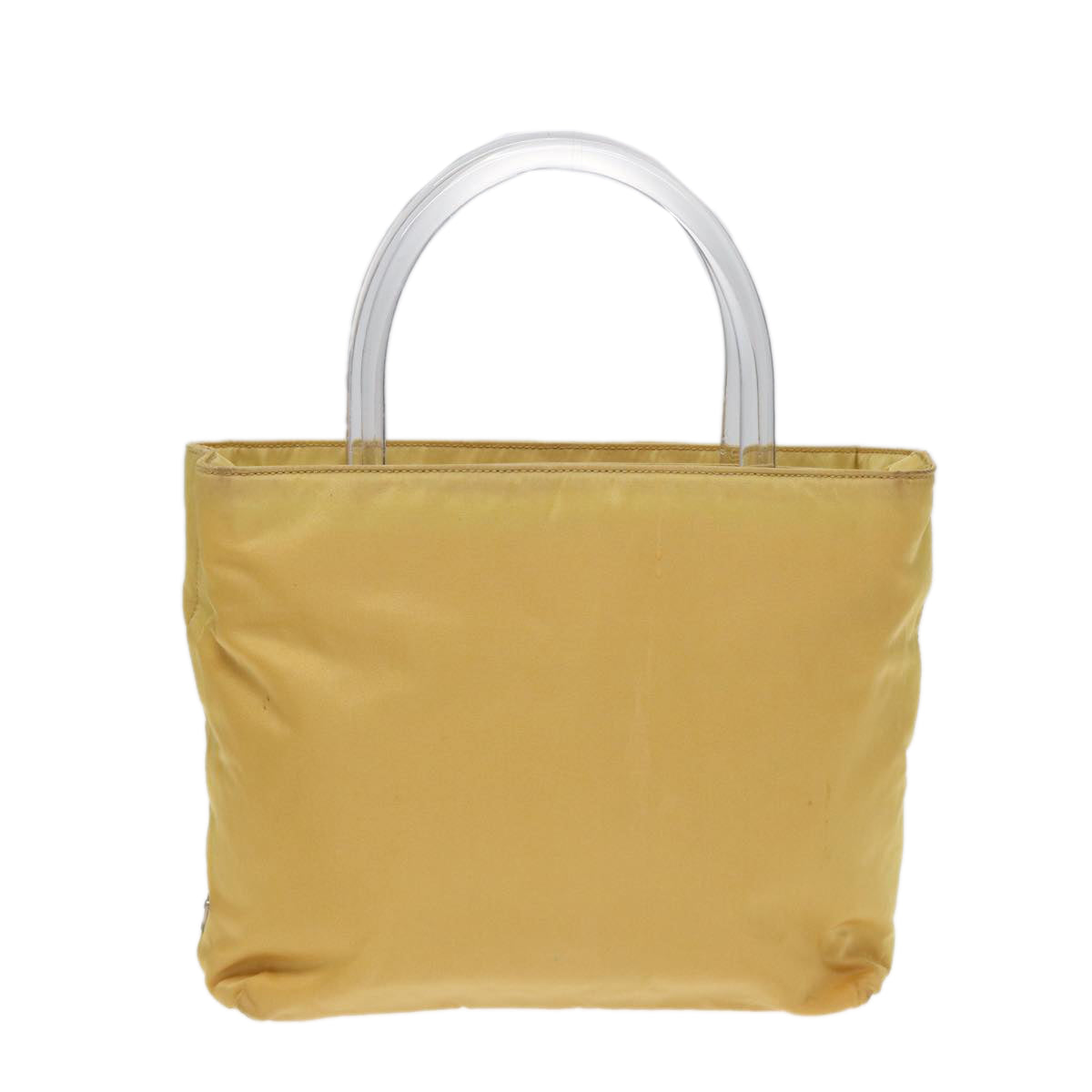 PRADA Hand Bag Nylon Yellow Silver Auth bs17343