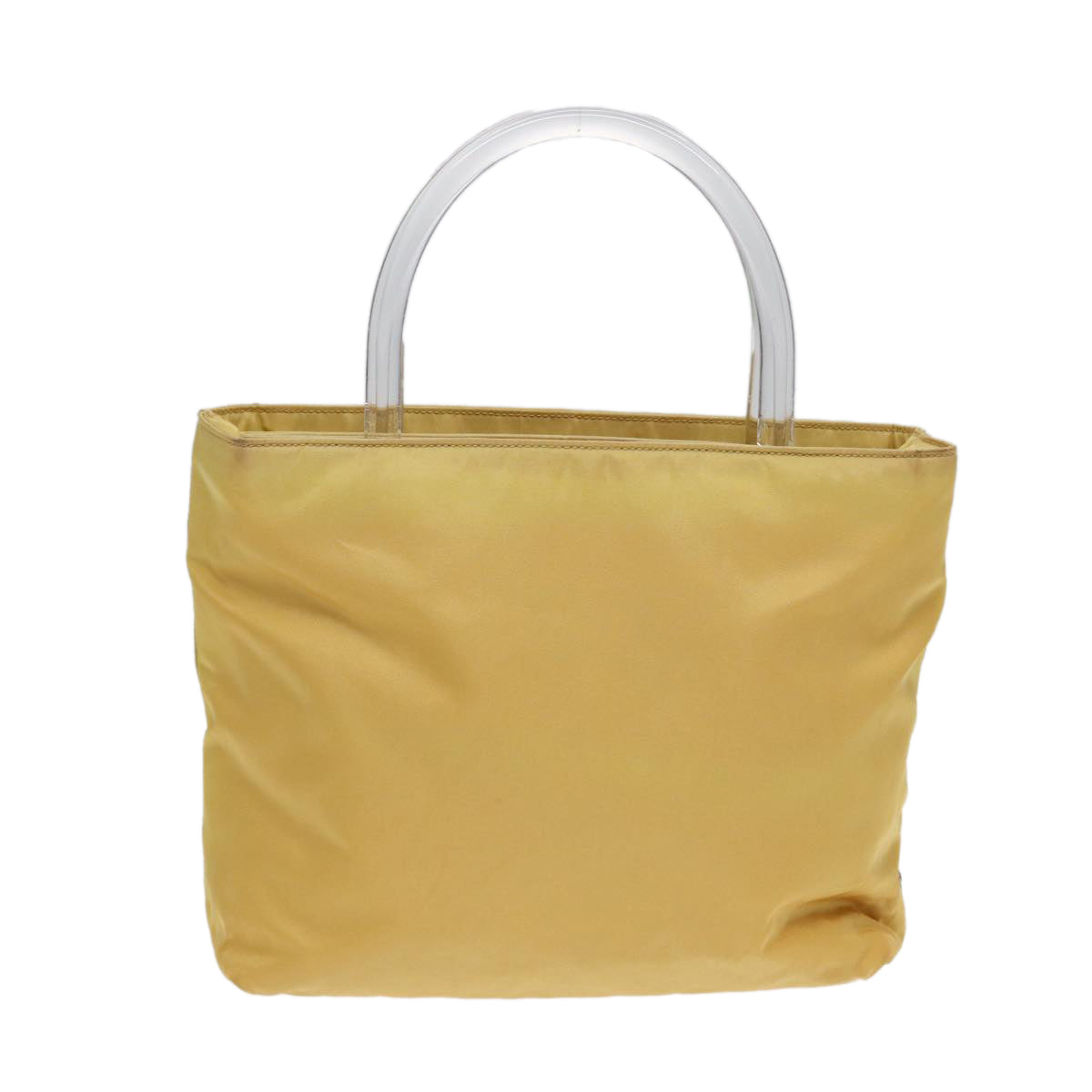 PRADA Hand Bag Nylon Yellow Silver Auth bs17343