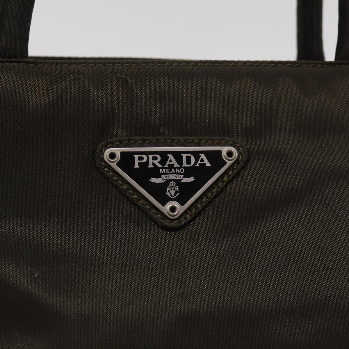 PRADA Hand Bag Nylon Khaki Auth bs17345