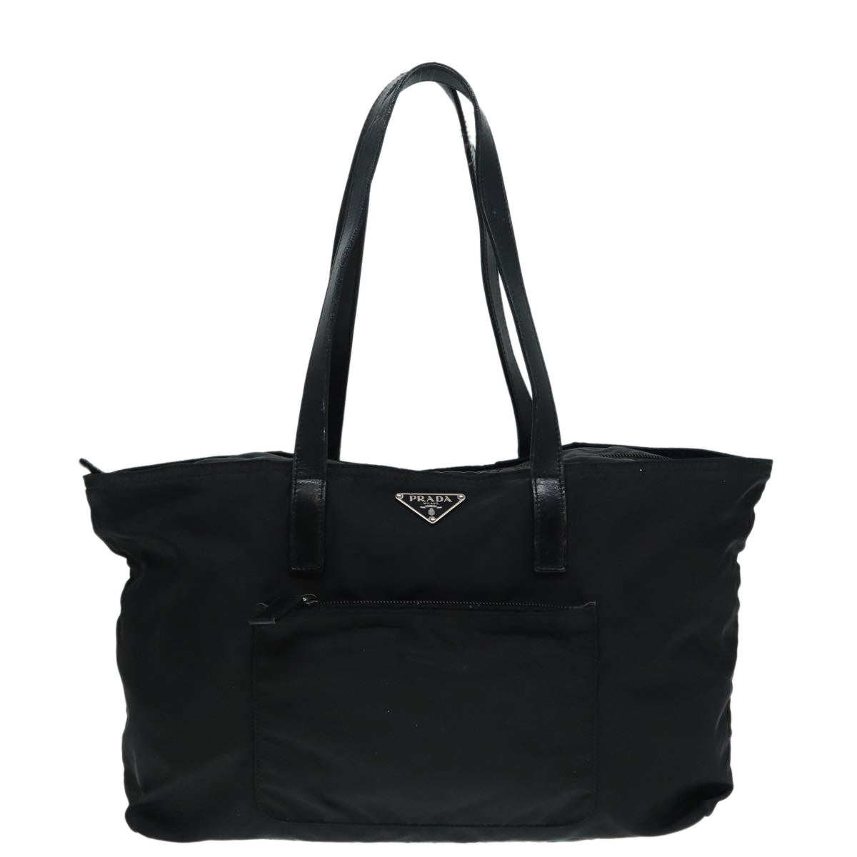 PRADA Tote Bag Nylon Black Silver Auth bs17347 - 0