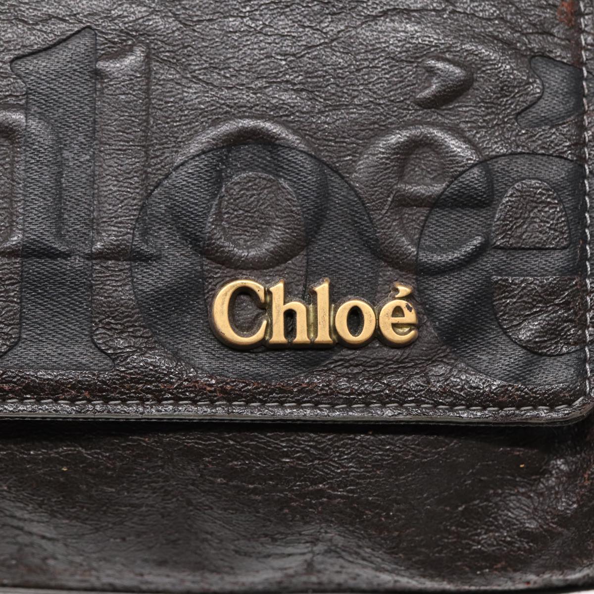 Chloe Tote Bag Leather Brown Gold Auth bs17349