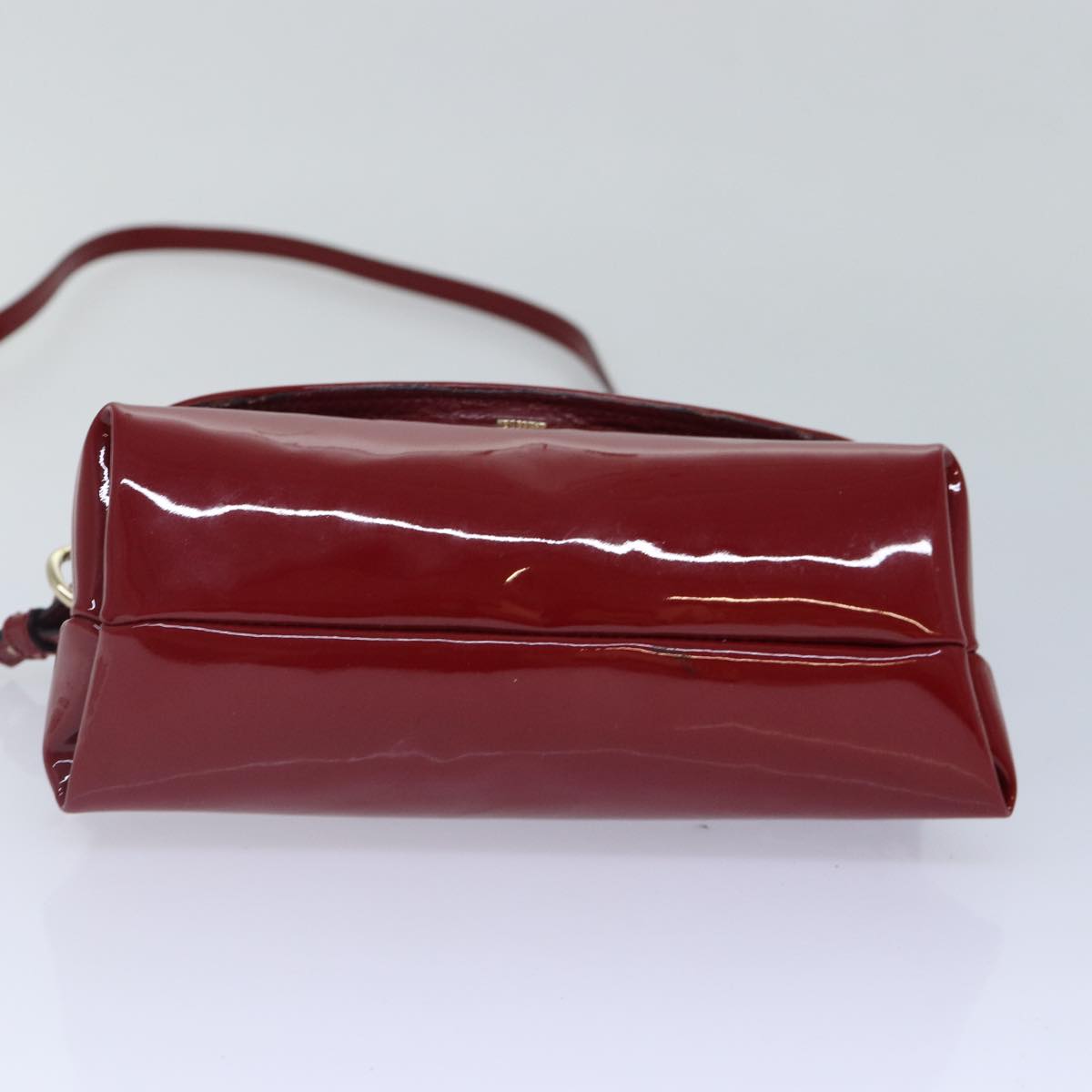 Chloe Lily Hand Bag Enamel 2way Red Gold Auth bs17351