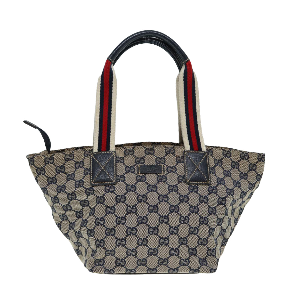 GUCCI GG Canvas Sherry Line Tote Bag Red Navy Silver 131228 Auth bs17358