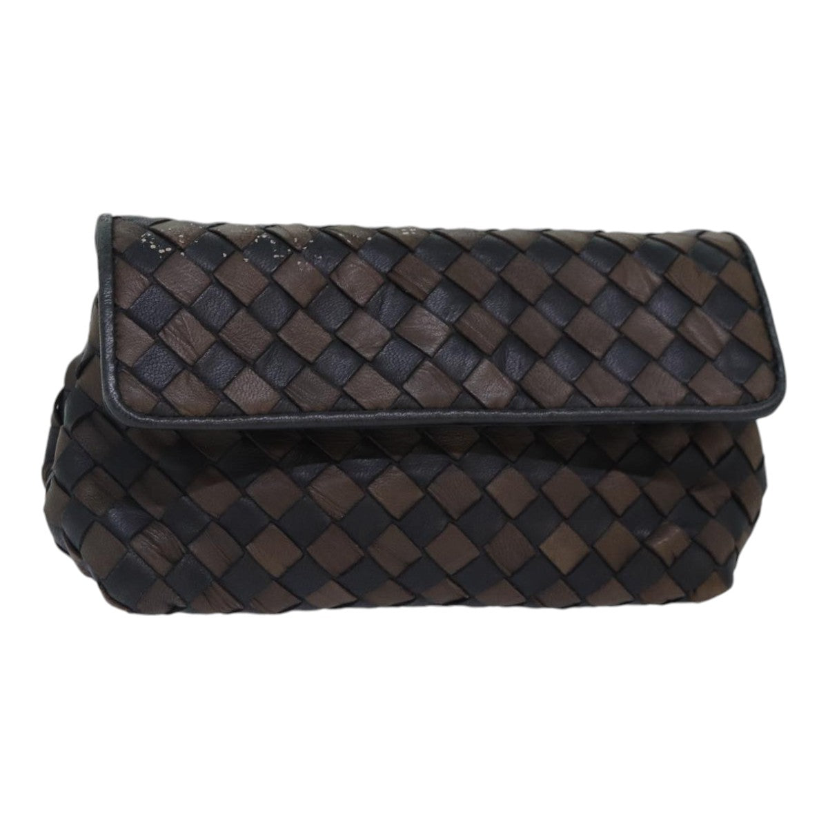 BOTTEGA VENETA INTRECCIATO Pouch Leather Brown Auth bs17360