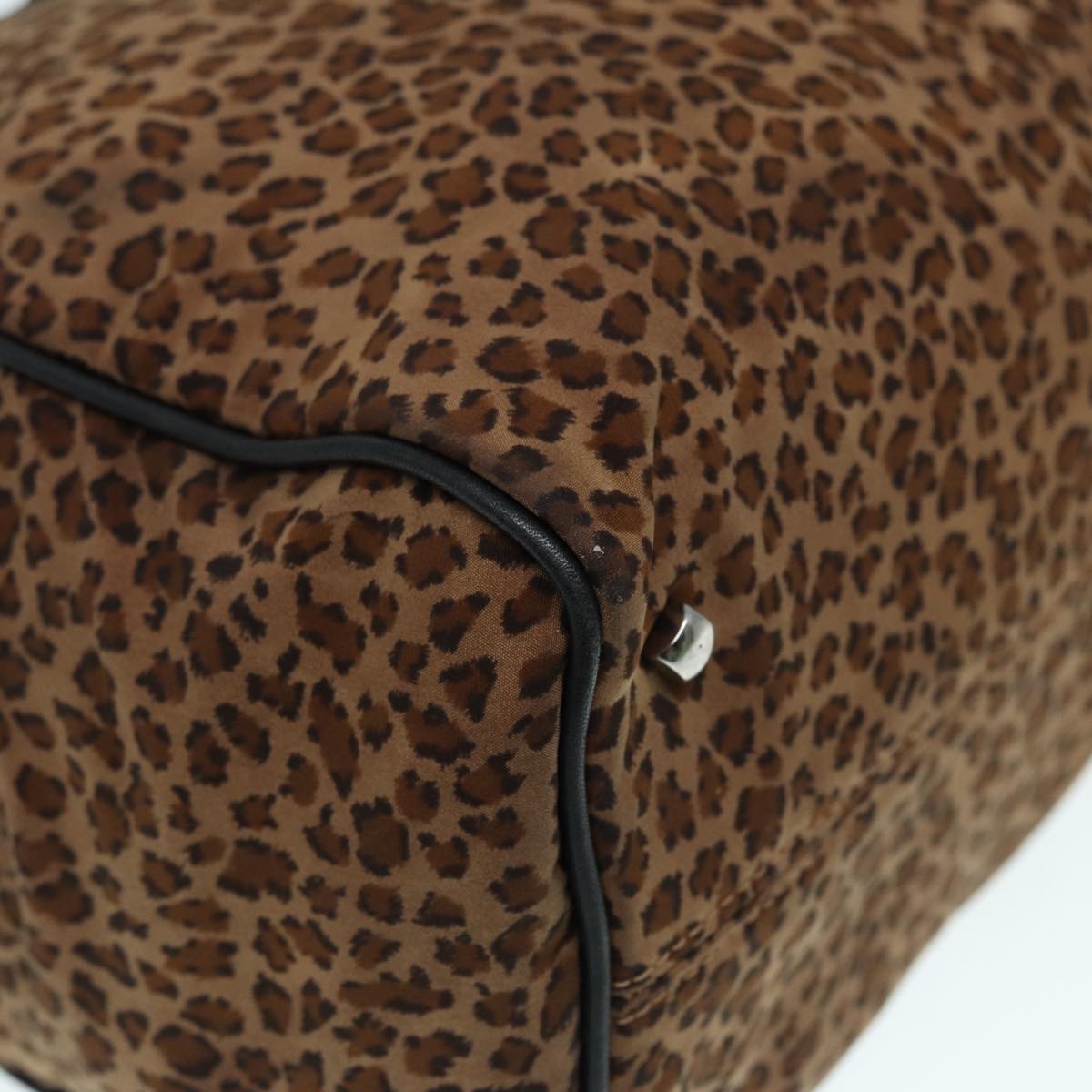 BOTTEGAVENETA Leopard Hand Bag Nylon Brown Auth bs17362