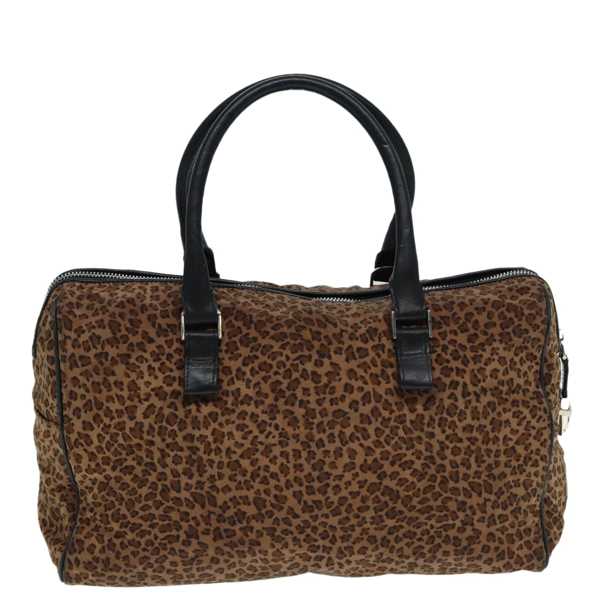 BOTTEGAVENETA Leopard Hand Bag Nylon Brown Auth bs17362 - 0