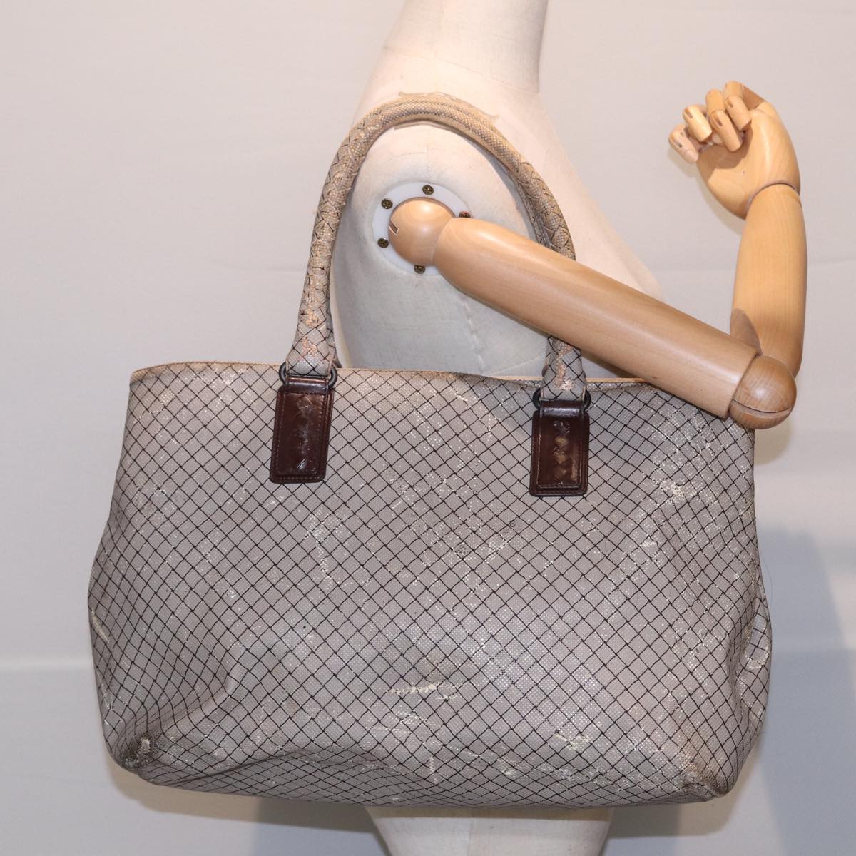 BOTTEGAVENETA Tote Bag Coated Canvas Gray Auth bs17363