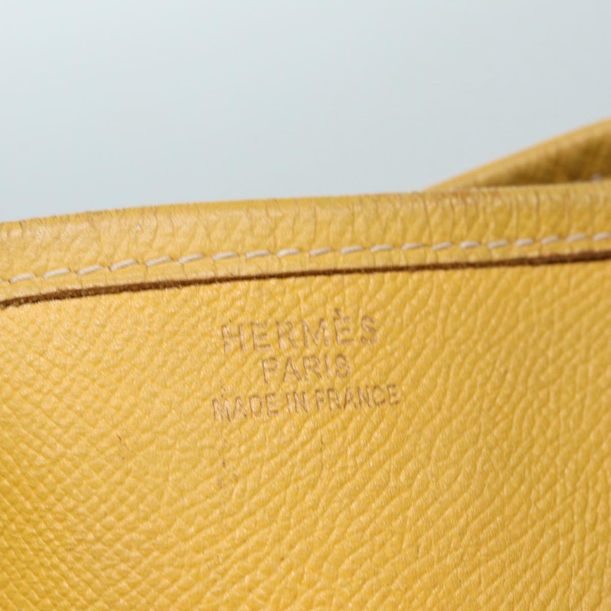 HERMES Evelyn PM Shoulder Bag Leather Yellow Gold Auth bs17364