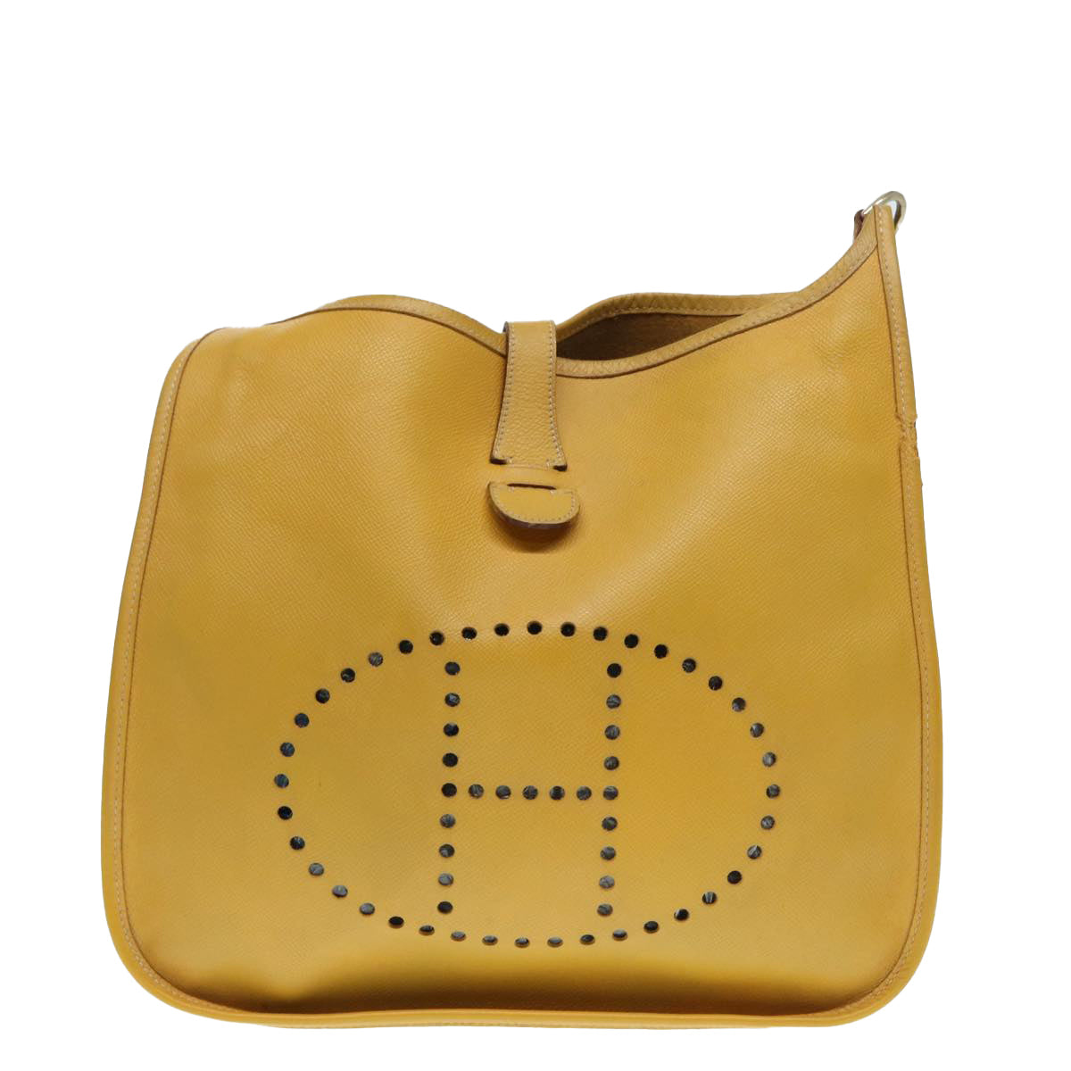 HERMES Evelyn PM Shoulder Bag Leather Yellow Gold Auth bs17364