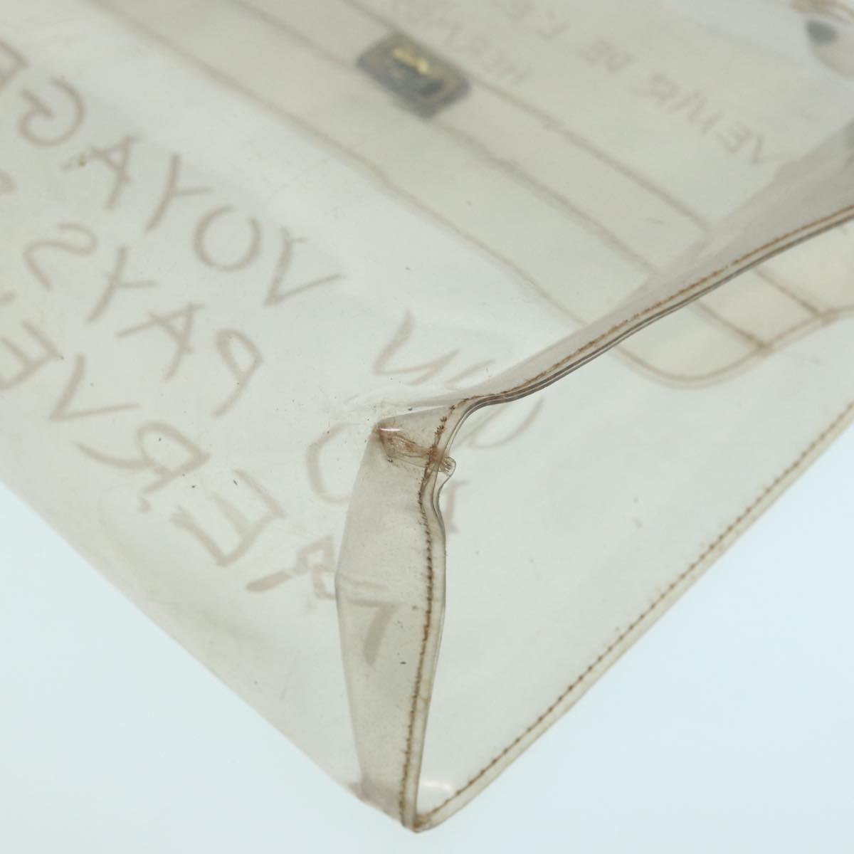 HERMES Vinyl Kelly Hand Bag Vinyl Clear Auth bs17368