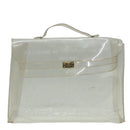 HERMES Vinyl Kelly Hand Bag Vinyl Clear Auth bs17368-13