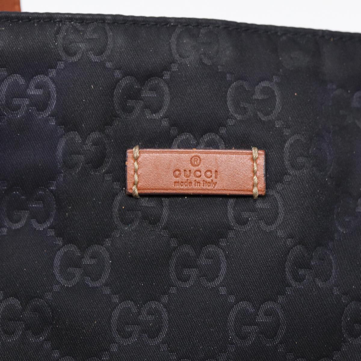 GUCCI GG Canvas Tote Bag Nylon Gold Navy 282439 Auth bs17376