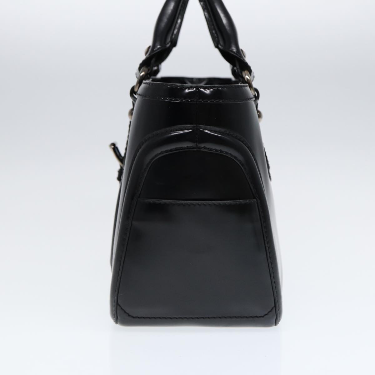 CELINE Hand Bag Leather Black Silver Auth bs17403