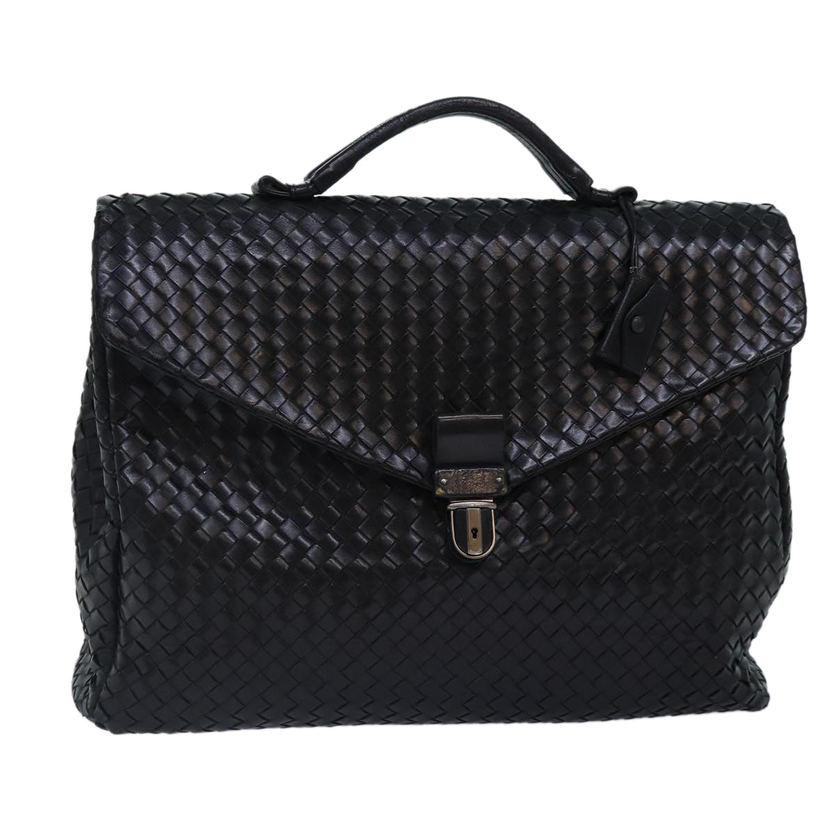 BOTTEGA VENETA Business Bag Leather Black Silver 122139 Auth bs17420