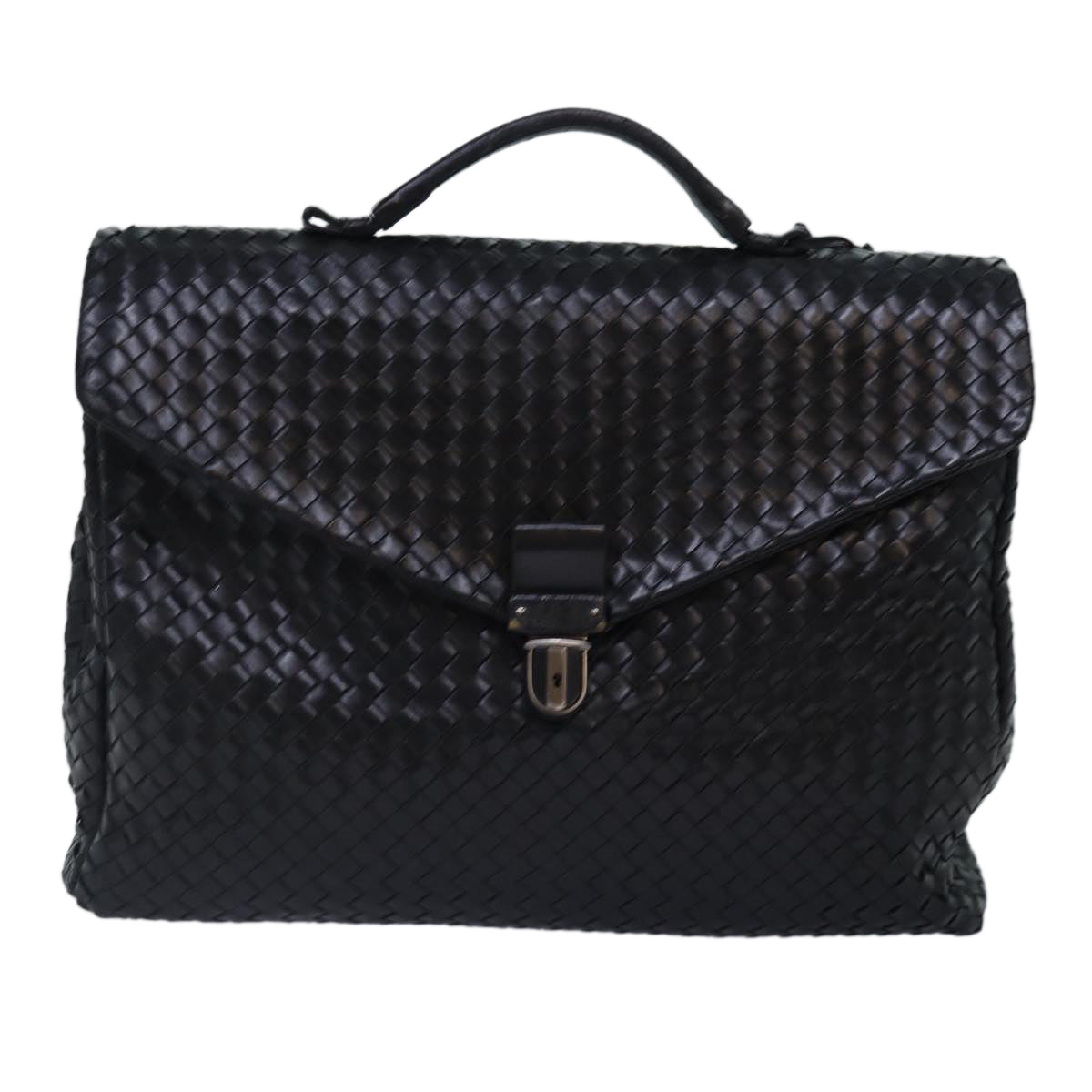 BOTTEGA VENETA Business Bag Leather Black Silver 122139 Auth bs17420 - 0