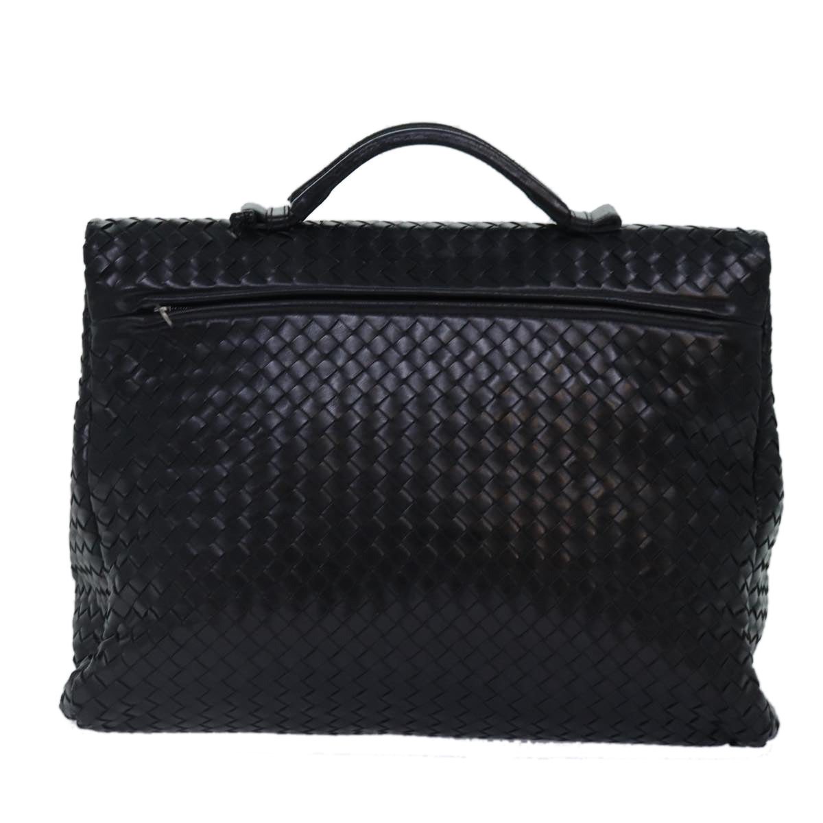 BOTTEGA VENETA Business Bag Leather Black Silver 122139 Auth bs17420