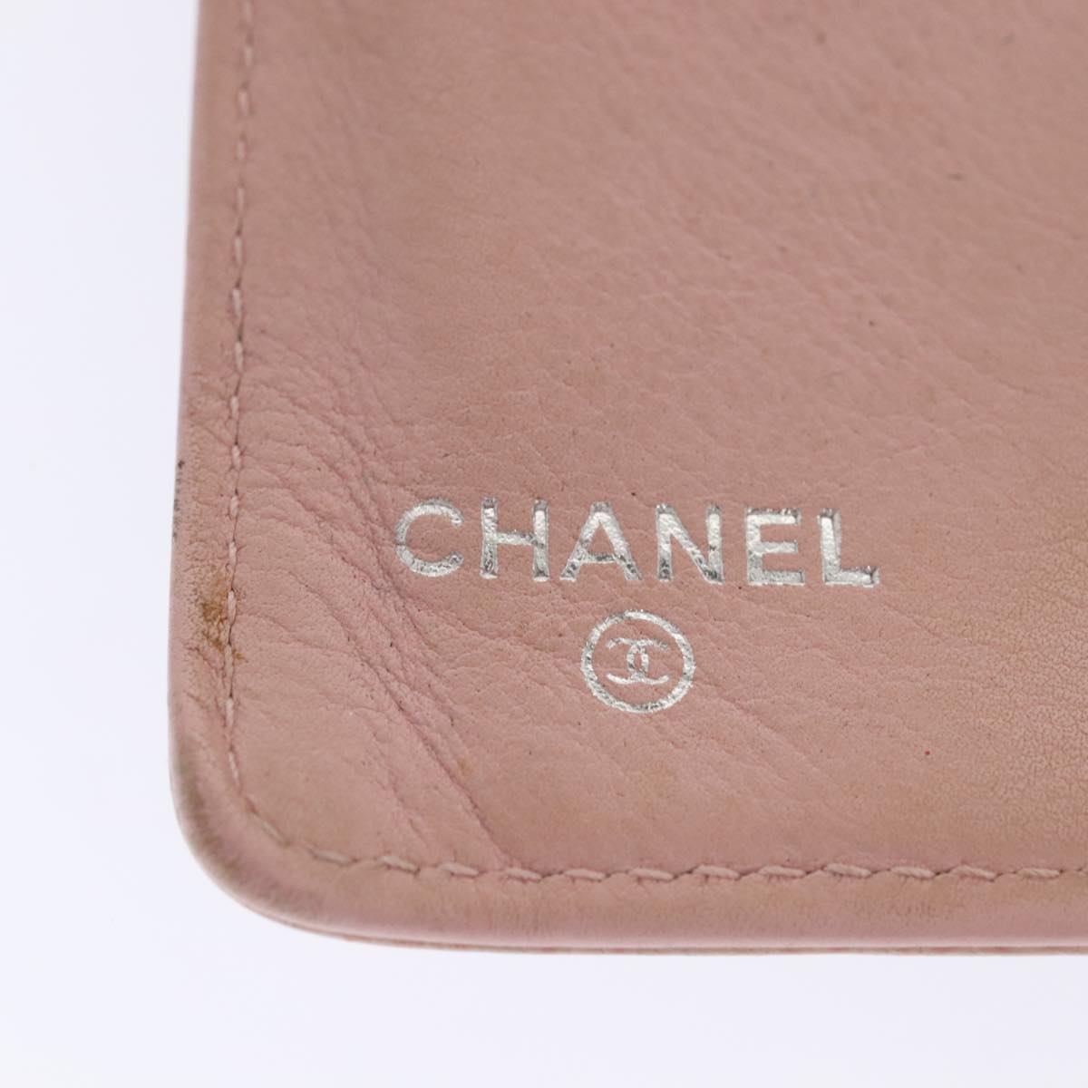 CHANEL Wallet Caviar Skin Pink Silver CC Auth bs17427