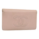 CHANEL Wallet Caviar Skin Pink Silver CC Auth bs17427-1