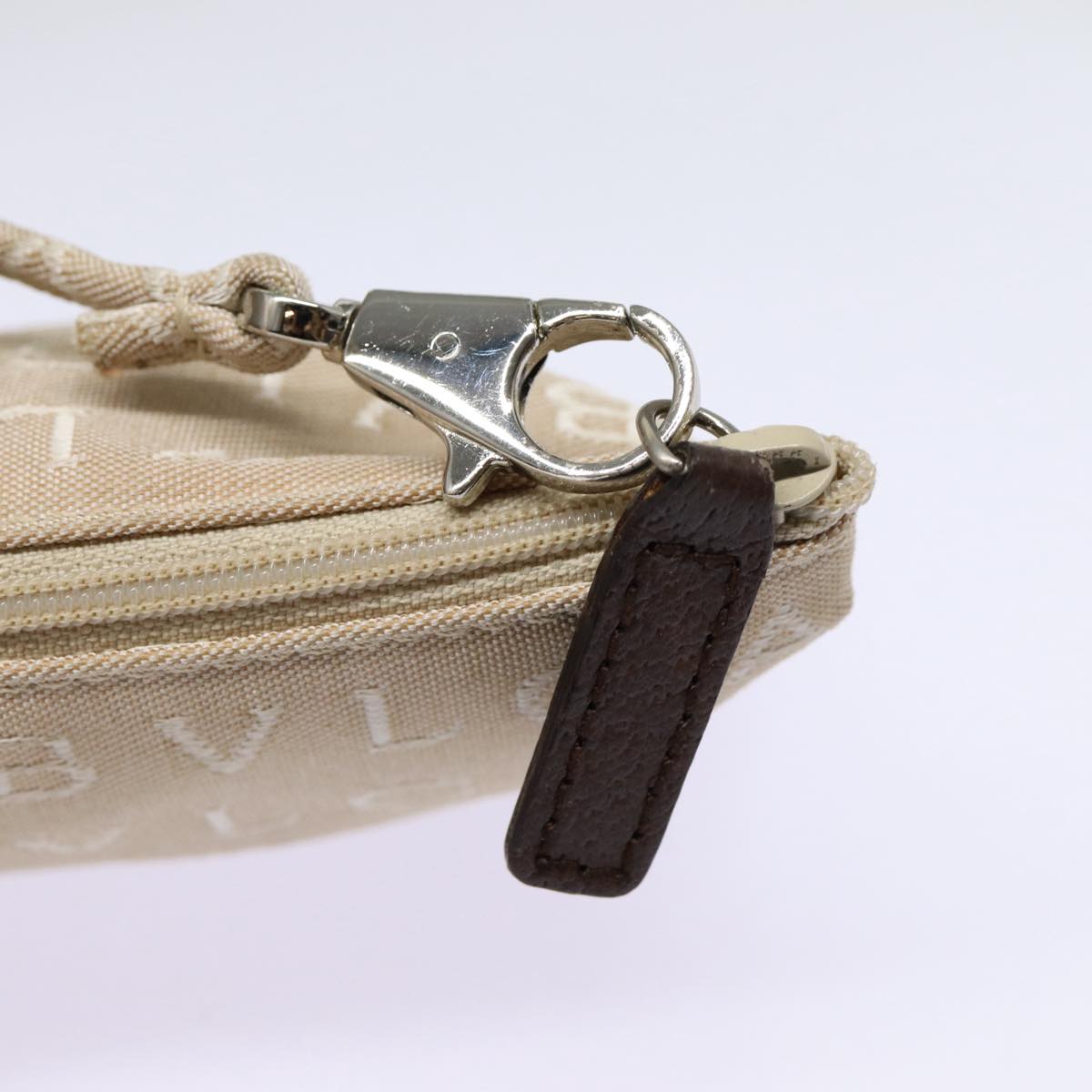 BVLGARI Hand Bag Beige Silver Auth bs17433