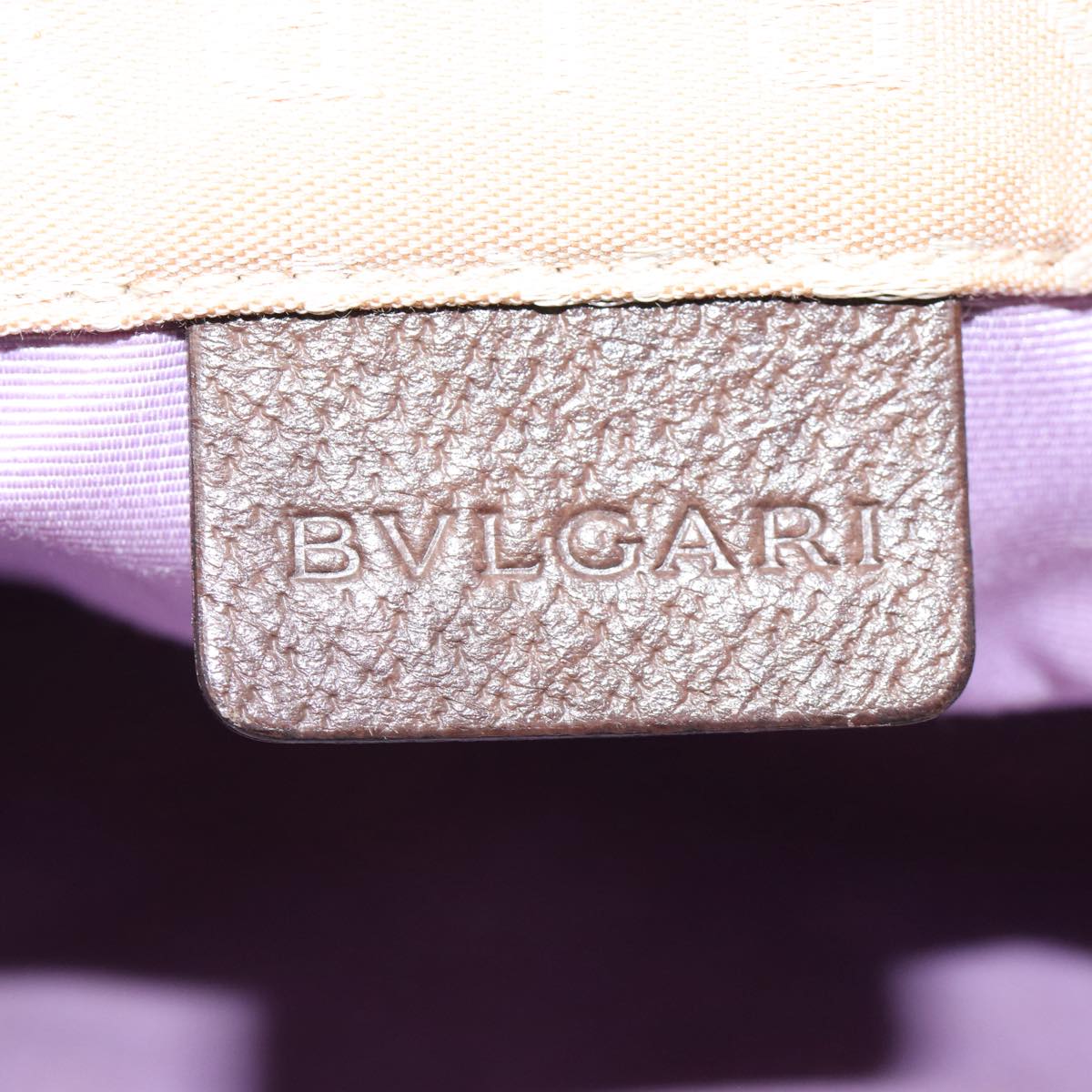 BVLGARI Hand Bag Beige Silver Auth bs17433