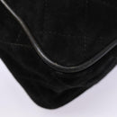 CHANEL Matelasse Chain Shoulder Bag Suede Black Gold CC Auth bs17434-15