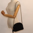 CHANEL Matelasse Chain Shoulder Bag Suede Black Gold CC Auth bs17434-23