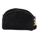 CHANEL Matelasse Chain Shoulder Bag Suede Black Gold CC Auth bs17434-2