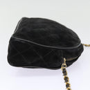CHANEL Matelasse Chain Shoulder Bag Suede Black Gold CC Auth bs17434-4