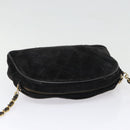 CHANEL Matelasse Chain Shoulder Bag Suede Black Gold CC Auth bs17434-6