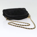 CHANEL Matelasse Chain Shoulder Bag Suede Black Gold CC Auth bs17434-7