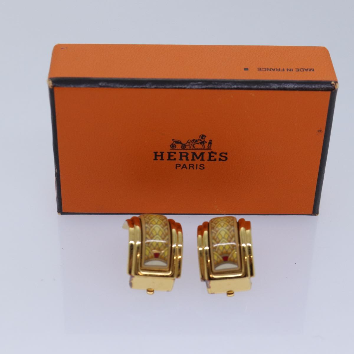 HERMES Earring metal Gold Tone Auth bs17448