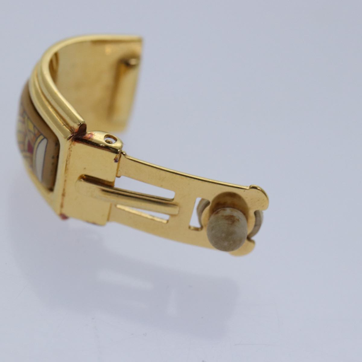 HERMES Earring metal Gold Tone Auth bs17448