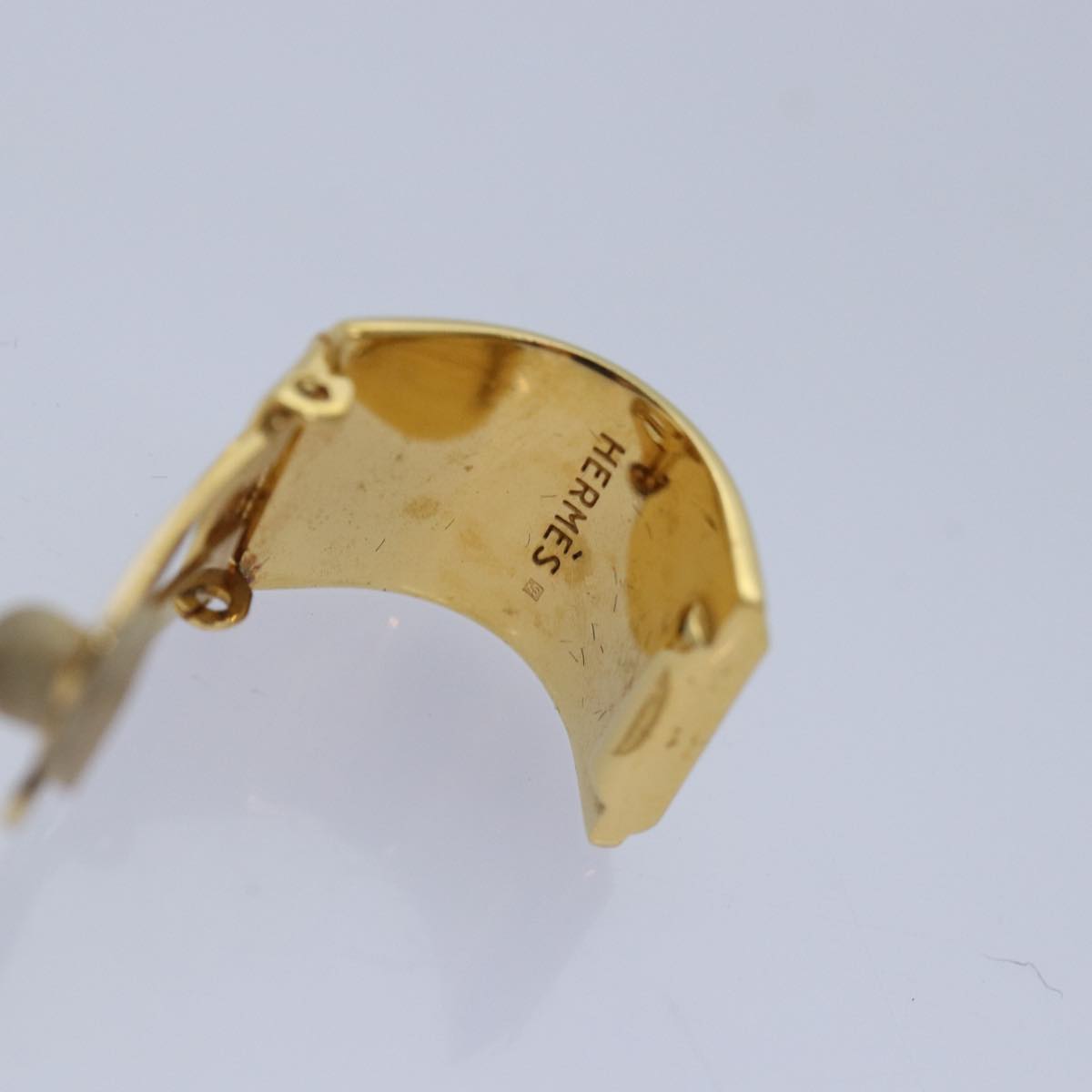 HERMES Earring metal Gold Tone Auth bs17448