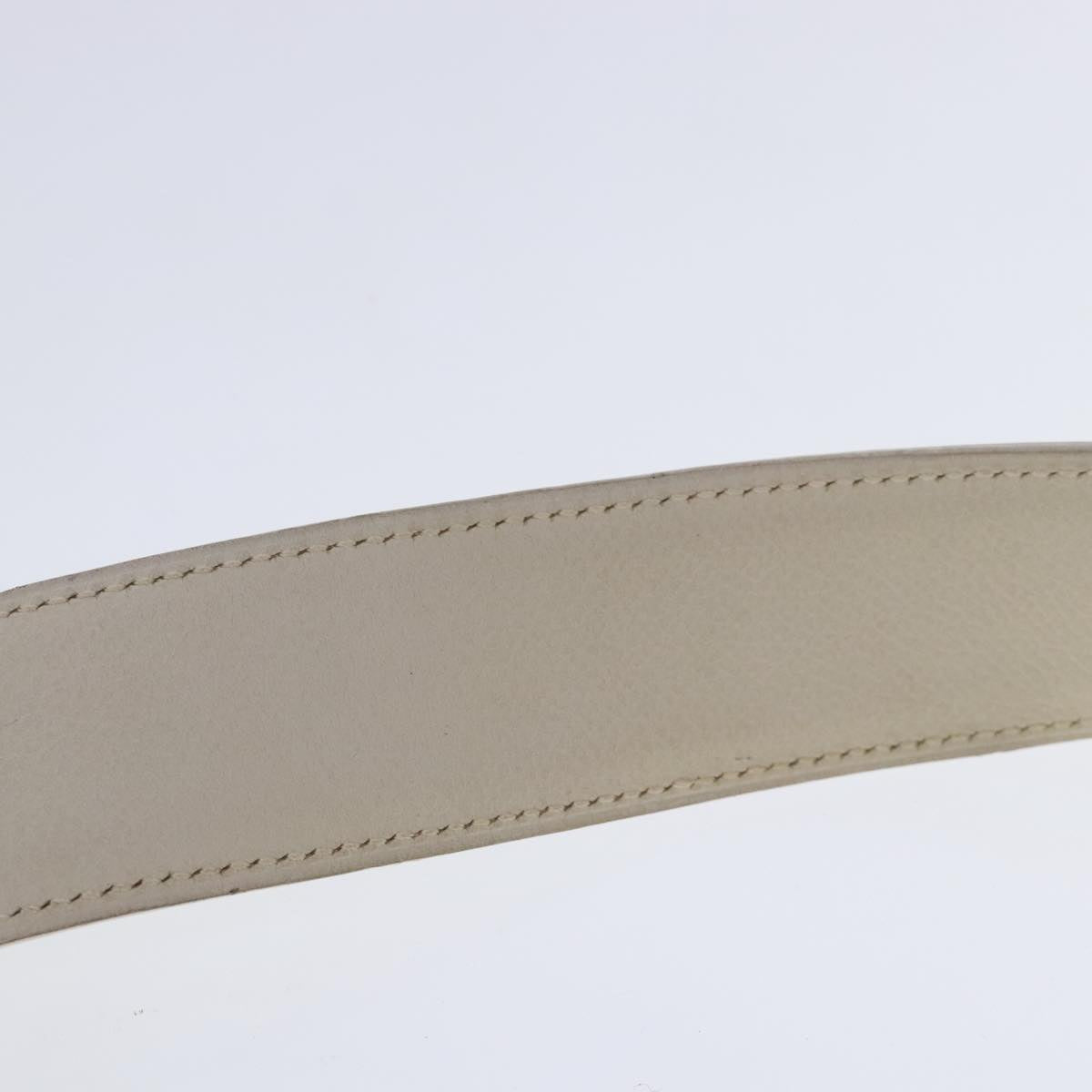 HERMES Belt Leather 29.9"" White Gold Auth bs17452