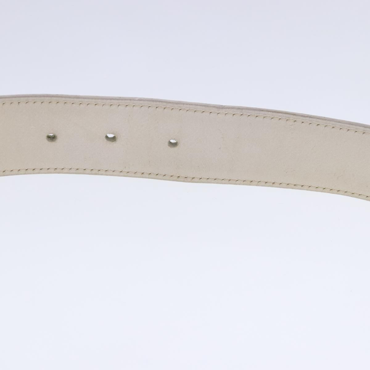 HERMES Belt Leather 29.9"" White Gold Auth bs17452