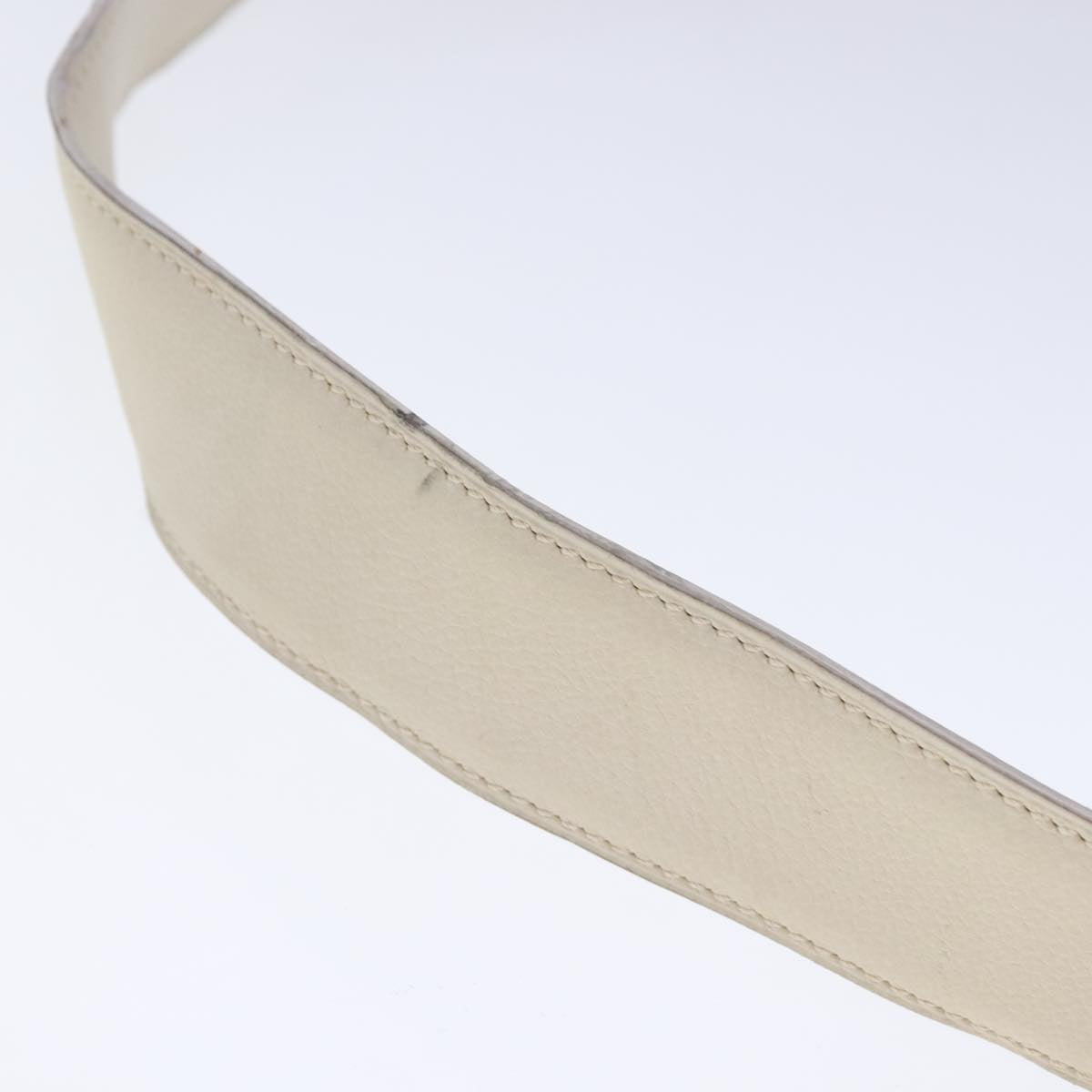 HERMES Belt Leather 29.9"" White Gold Auth bs17452