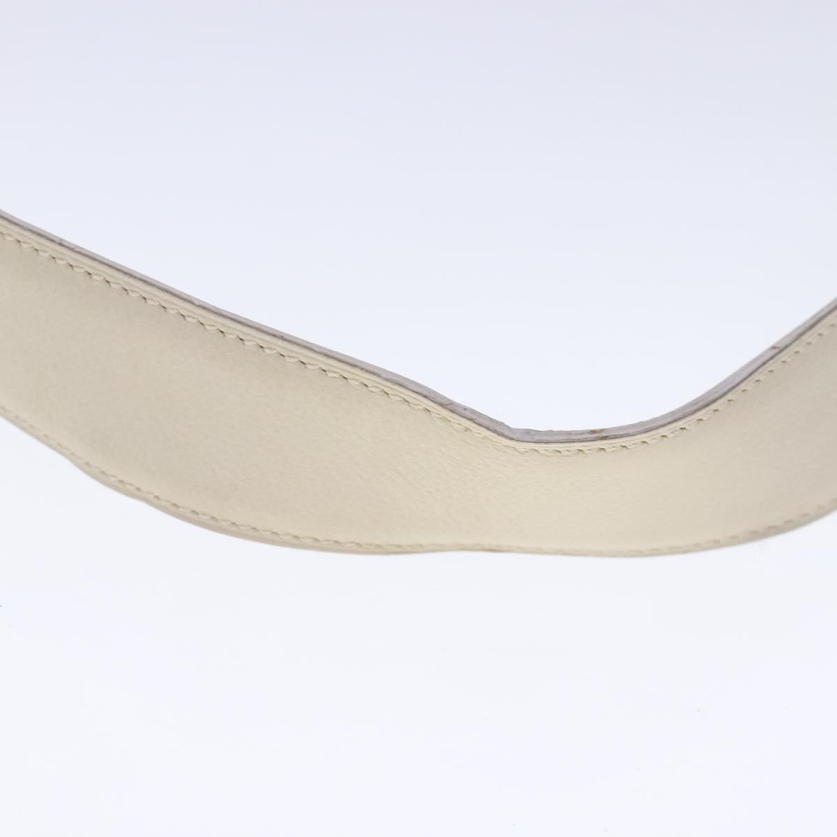 HERMES Belt Leather 29.9"" White Gold Auth bs17452