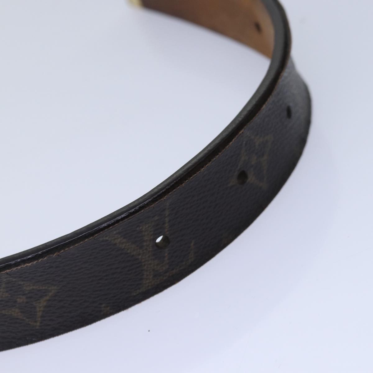 LOUIS VUITTON Monogram Ceinture Care Belt 48.4"" Gold M6800Y LV Auth bs17455