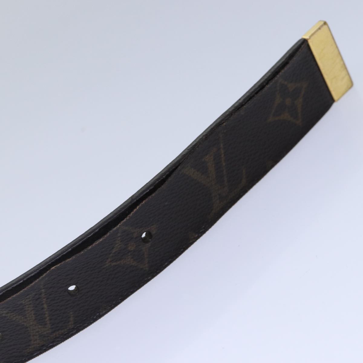 LOUIS VUITTON Monogram Ceinture Care Belt 48.4"" Gold M6800Y LV Auth bs17455